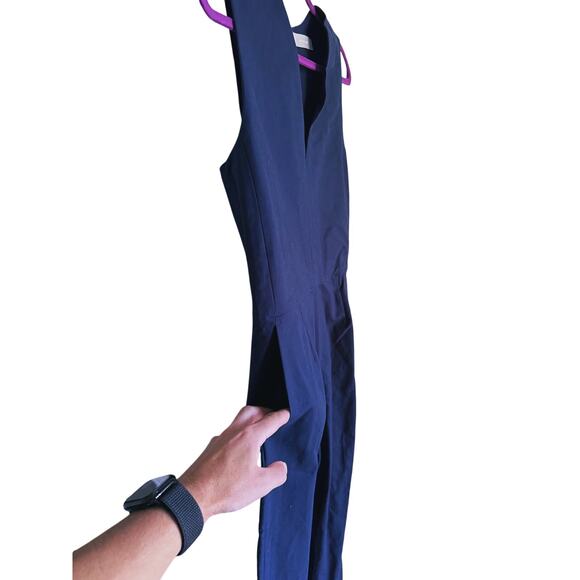 EVERLANE Structured Jumpsuit V-Neck Sleeveless 6 Navy Blue Career Academia Fall - Picture 7 of 8